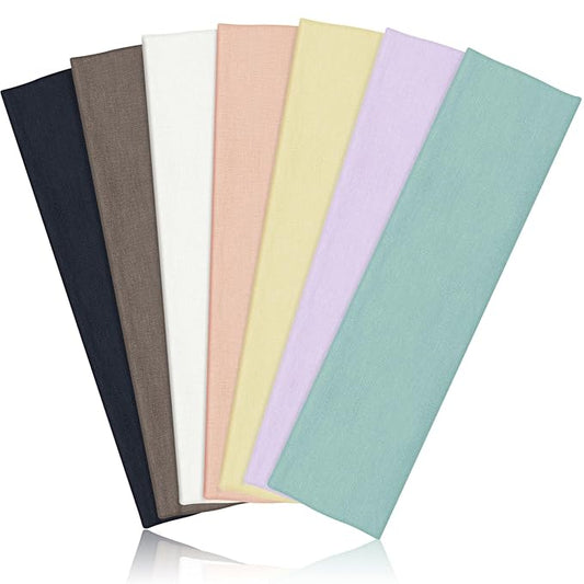 Headbands for Women Non Slip - 7PCS Fashion Sports Hair Bands for Women's Hair, Soft Cotton Cloth Stretchy Headbands for Women for Workout Yoga Running