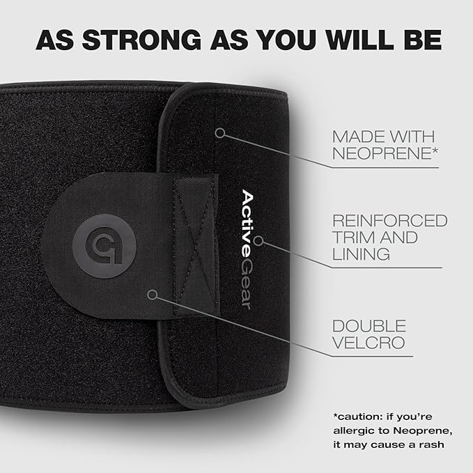 ActiveGear Premium Waist Trimmer & Trainer Belt for Men and Women - Sweat-Enhancing Slimming Wrap for Stomach, Adjustable Fit