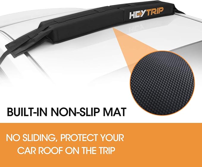 HEYTRIP Universal Soft Roof Rack Pads for Kayak/Surfboard/SUP/Canoe with 15FT Tie-Down Straps and Storage Bag