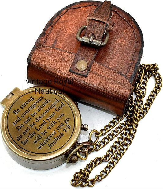 AASIYA Brass Nautical Portable Pocket Compass with Chain