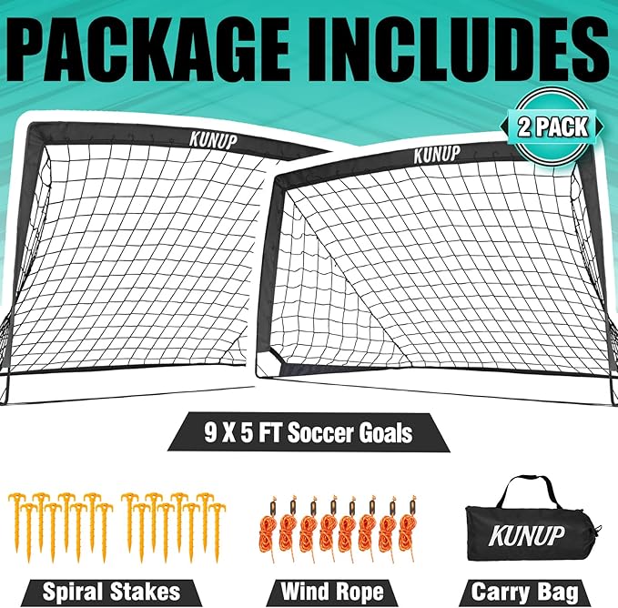 Kids Soccer Goals for Backyard 5×3, 6×4, 6×4, 9×5FT 9×5FT 2 2 Pieces