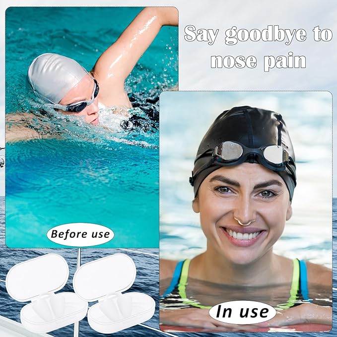2 Pack Nose Plugs for Swimming for Adults and Kids (Age 7-12), Waterproof Soft Silicone Swimming Protectors Nose Block Nostril Plugs for Swimmers Surfers Water Sports