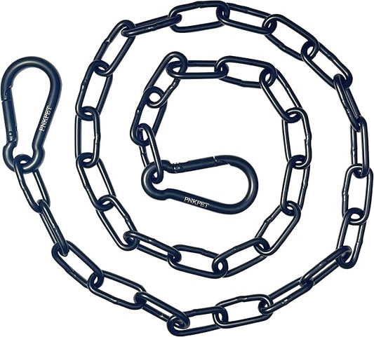 304 Stainless Steel Gate Chain 550lbs Capacity - 40" x 5/32" with M7 Carabiners, Chain Link Gate Latch for Outdoor Fence Livestock,Safety Hanging Metal Chain with 2 Carabiners, Black