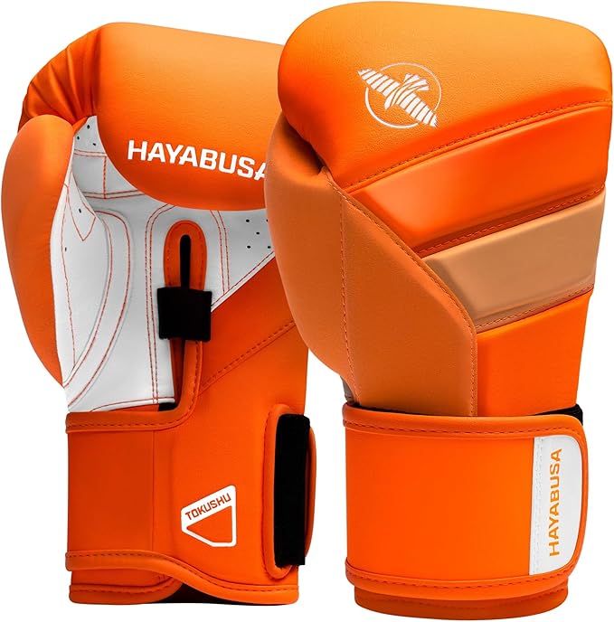 Hayabusa T3 Boxing Gloves for Men and Women Wrist and Knuckle Protection, Dual-X Hook and Loop Closure, Splinted Wrist Support, 5 Layer Foam Knuckle Padding
