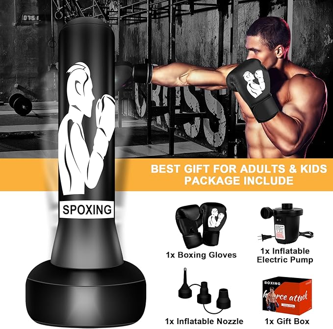 70" Freestanding Heavy Punching Bag with Adjustable Stand, Perfect for Boxing, MMA, Muay Thai, Karate, and Fitness Training for Adults, Men, Women, and Beginners