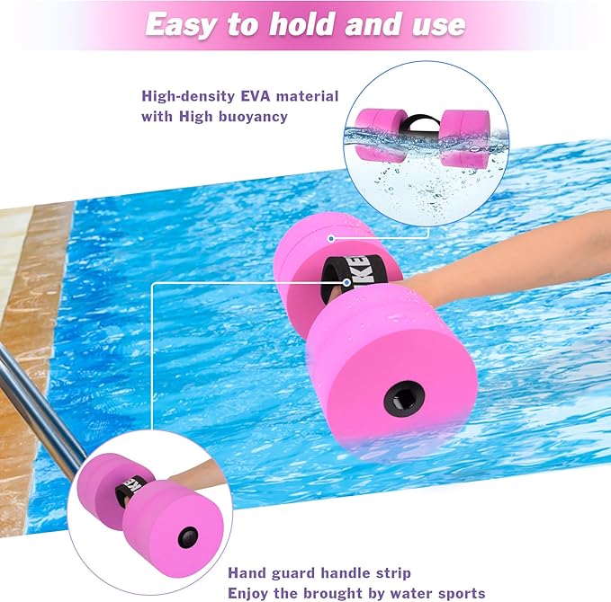 Hikeen Aquatic Exercise Dumbbells Water Dumbbell Pool Resistance Aquatic Fitness Barbells with 4 High-Density EVA Foam Pool Weights Dumbbells, for Water Aerobics Weight Loss