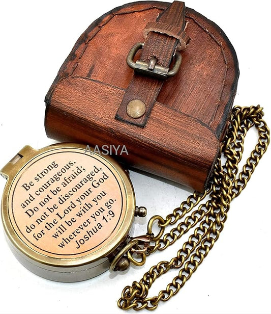 AASIYA Brass Nautical Pocket Compass with Chain and