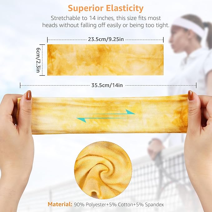 Headbands for Women Non Slip - 7PCS Fashion Sports Hair Bands for Women's Hair, Soft Cotton Cloth Stretchy Headbands for Women for Workout Yoga Running