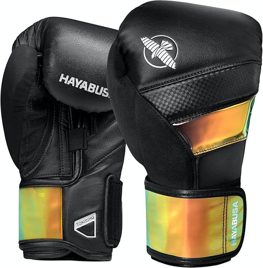 Hayabusa T3 Boxing Gloves for Men and Women Wrist and Knuckle Protection, Dual-X Hook and Loop Closure, Splinted Wrist Support, 5 Layer Foam Knuckle Padding