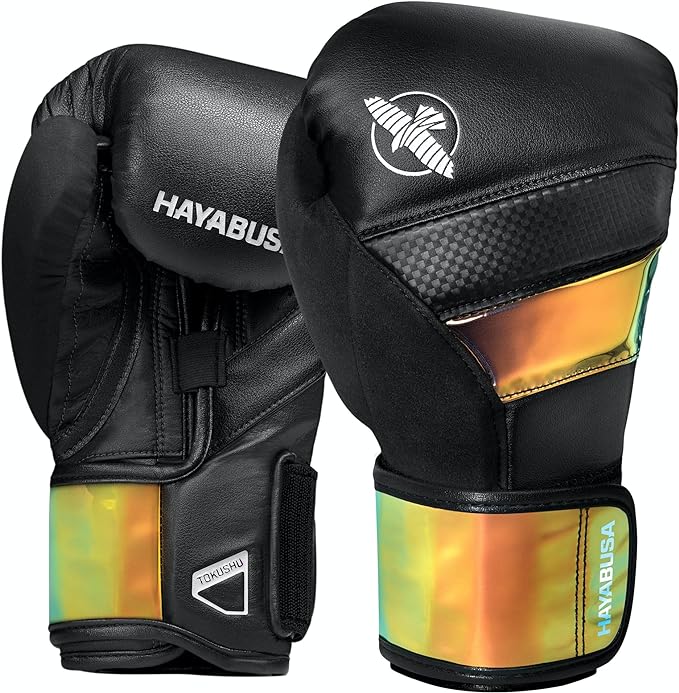 Hayabusa T3 Boxing Gloves for Men and Women Wrist and Knuckle Protection, Dual-X Hook and Loop Closure, Splinted Wrist Support, 5 Layer Foam Knuckle Padding