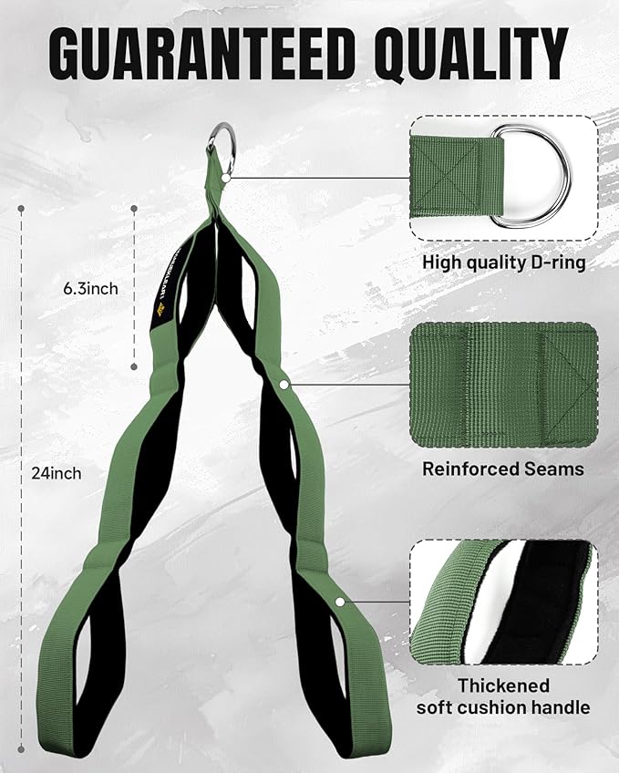MANUEKLEAR Tricep Rope Cable Attachment Handles, Greater Range of Motion, Tricep Pull Down Rope for Push Downs, Crunches, Facepulls for Professional Gym
