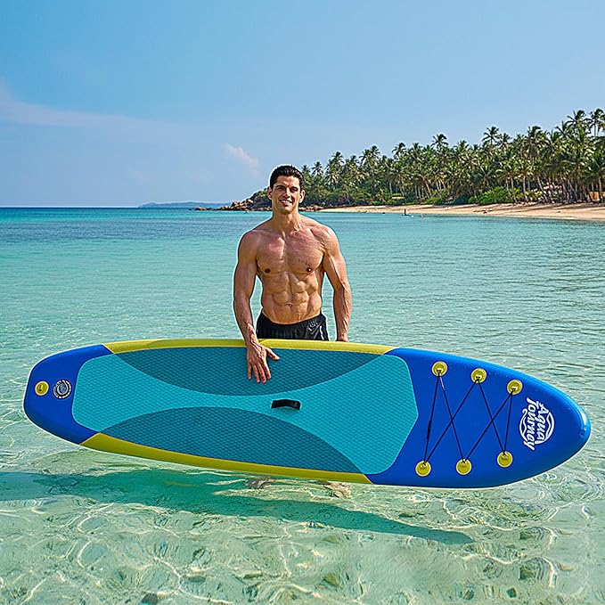 10'6"Inflatable Stand Up Paddle Board Ultra Portable-Lightweight & Stable|All-in-One Kit w/Aluminum Paddle, Dual-Action Pump & Backpack|Lakes & Oceans Ready for Family Recreation by Aquajourney