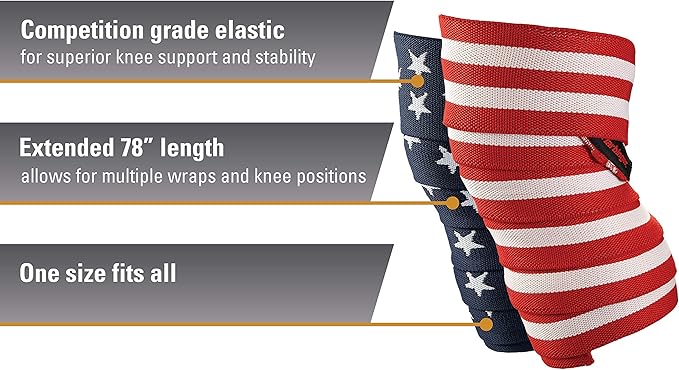 Harbinger Red Line 78-Inch Knee Wraps for Weightlifting (Pair)