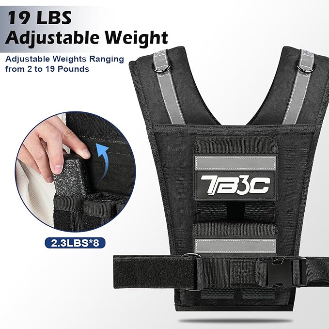 Adjustable Weighted Vest Men 19lbs/ 30lbs/ 40lbs Weights with Reflective Stripe, Weight Vest Woman Workout Vest for Crossfit, Calisthenics, Running & Walking.