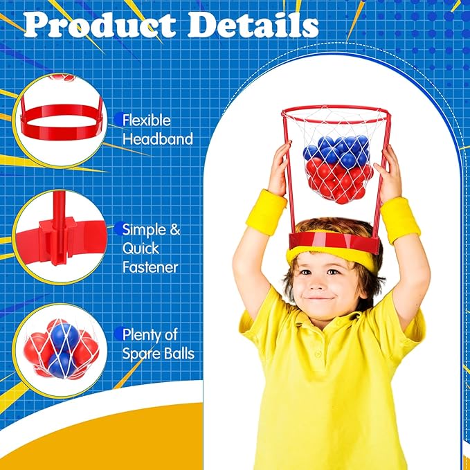 Meooeck 10 Pack Head Hoop Basketball Party Game 60 Ball