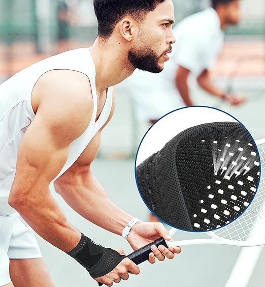 HiRui 2-Pack Ultra-Thin Mesh Wrist Wraps - Breathable, Adjustable Wrist Support for Workouts & Daily Use - Unisex Wrist Brace for Pain Relief, Tendonitis, Carpal Tunnel - One Size Fits All (Black)