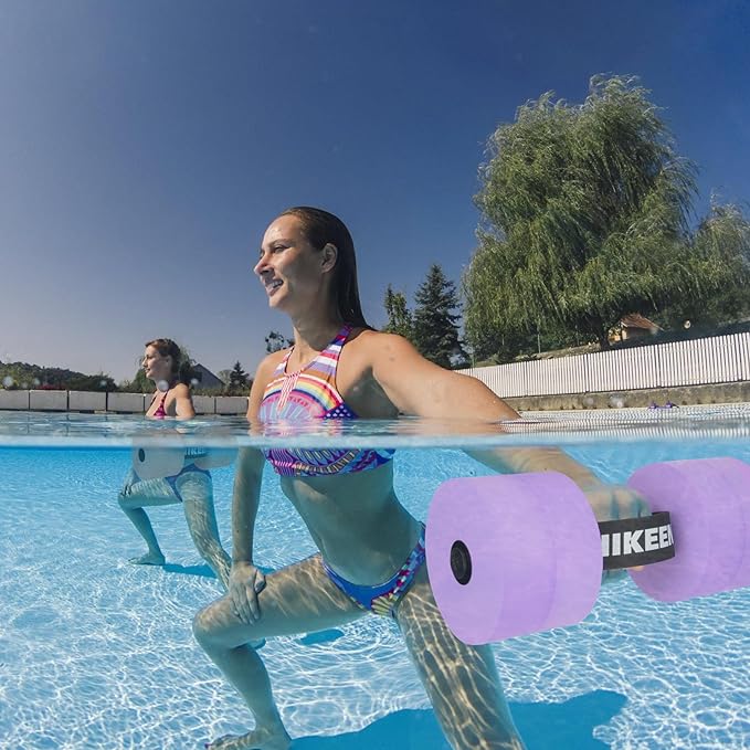 Hikeen Aquatic Exercise Dumbbells Water Dumbbell Pool Resistance Aquatic Fitness Barbells with 4 High-Density EVA Foam Pool Weights Dumbbells, for Water Aerobics Weight Loss