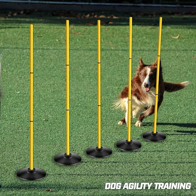 Agility Training Poles Set (Rubber Base with 3.3ft/1m 4.9ft/1.5m Poles)