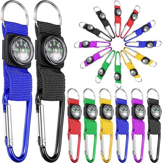 36 Pieces Compass Keychain Bulk Carabiner Belt Clips