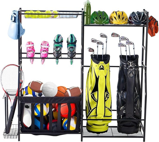 LUGO Garage Sports Equipment Organizer with Baskets and Hooks