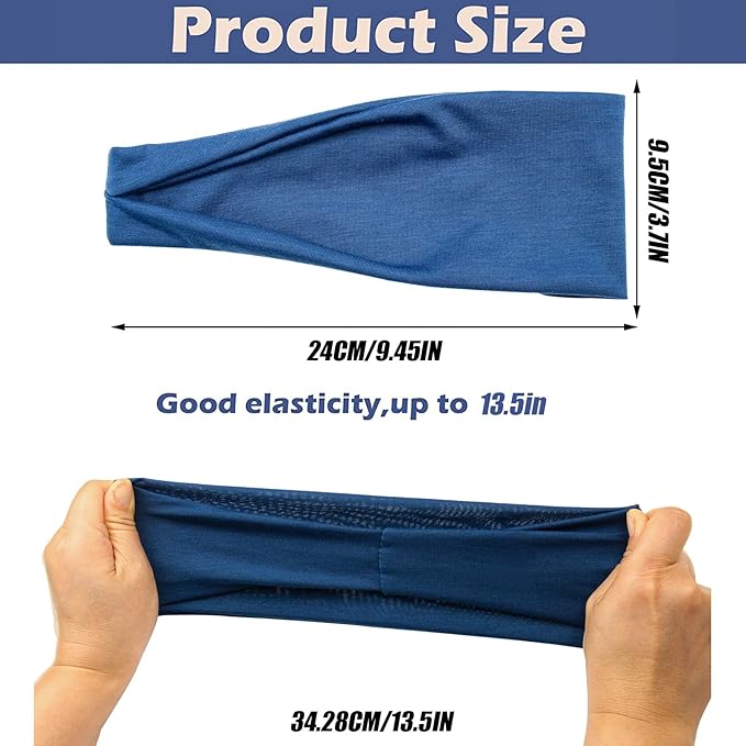 Headbands for Women, Non Slip Premium Stretchy Head Bands for Yoga, Working Out, Travel or Running Sweat Bands,Pack of 8