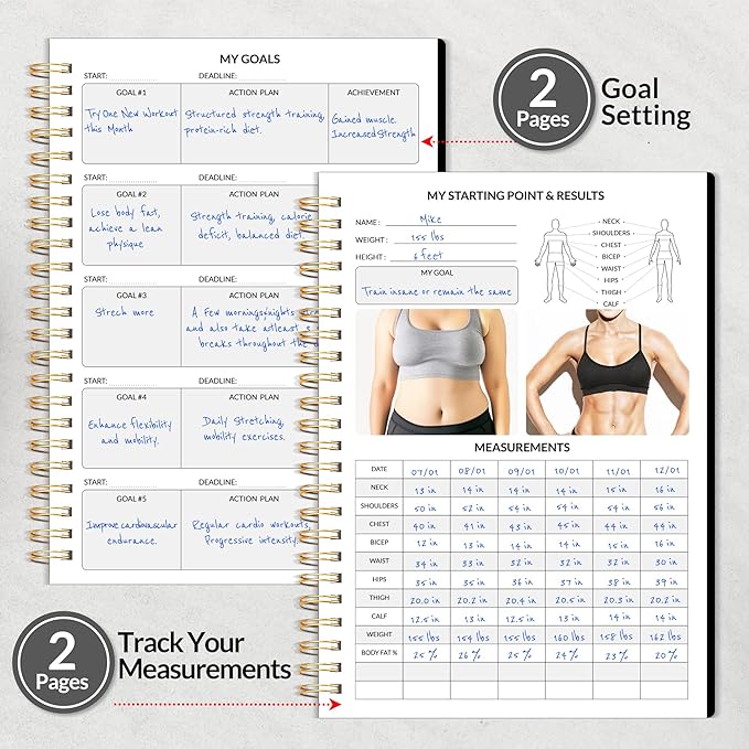 2025 Fitness Workout Journal Planner for Women & Men 2025 - 2025 Exercise 6.4" x 8.3" Fitness