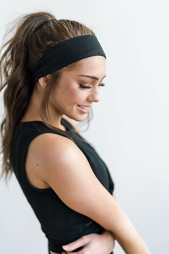 Maven Thread Women's 2" Wide Non Slip Sweat-Wicking Headband for Exercise and Yoga, 2-Pack