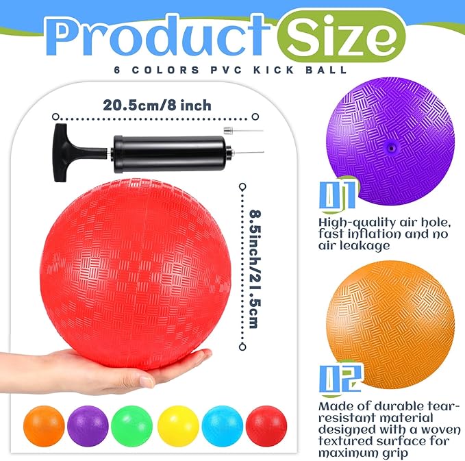 Hiboom 12 Pcs Dodgeball Set with Bases Playground 6 Bouncing 5 Rubber 1 Ball