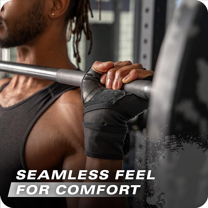 Harbinger Pro Wristwrap Gloves 3.0 - Enhanced Grip, Superior Wrist Support, Breathable 4-Way Stretch Lycra, Durable Leather Palm, Half-Finger Design for Weightlifting, Fitness Training, Women's