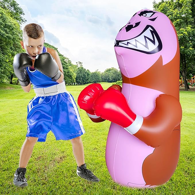 47" Punching Bag for Kids 3-8 Toddler Boxing Bag Inflatable Dinosaur Bopper Birthday Presents for Boys & Girls Sports Toys Outdoor Activities Yard Games
