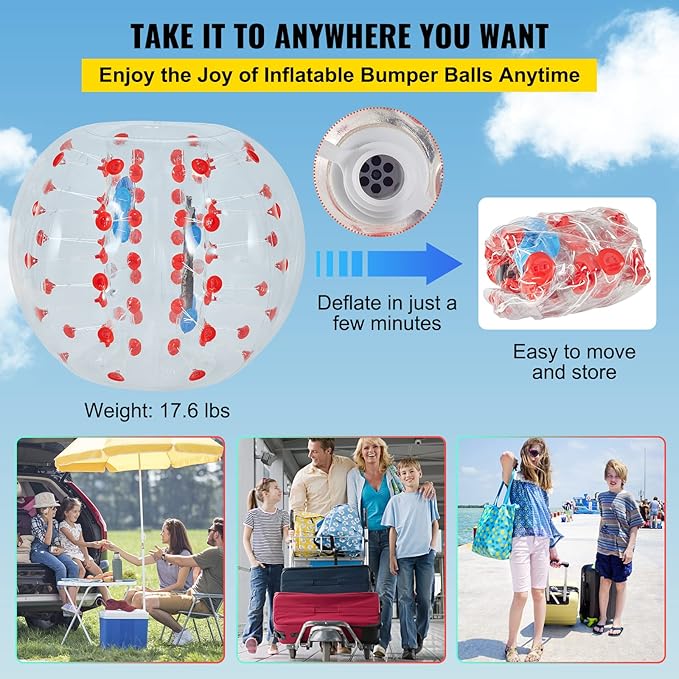 Happybuy Inflatable Bumper Ball 4 FT / 1.2M Diameter 5 Min,