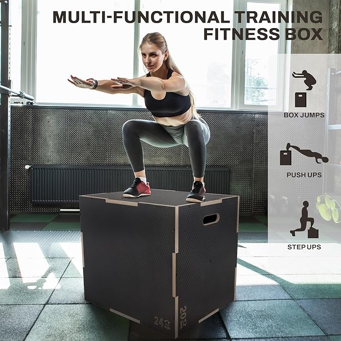 3 in 1 Non-Slip Wooden Plyo Box Plyometric