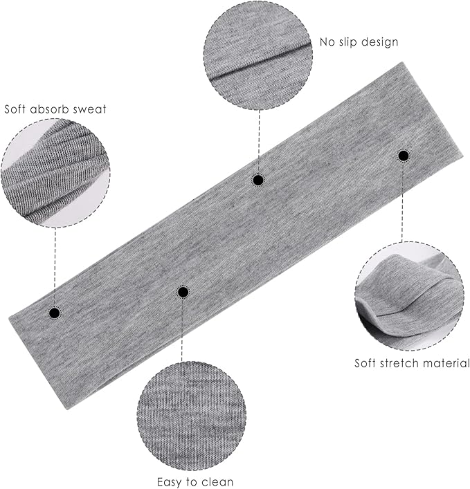 Headbands for Women 9Pcs, Cotton Like Headbands Women Men 2.5 inch Wide, Soft Sweat Wicking Stretchy Headband for Women Girls Sports Yoga Running