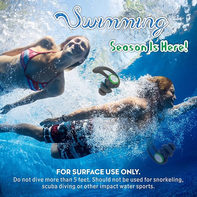 Hearprotek 2 Pairs Ear Plugs for Swimming Adults, Reusable Custom-fit Swim Water earplugs Men Women for Swimmers Shower Pool Bath Surfing Kayaking Canoeing(Black)