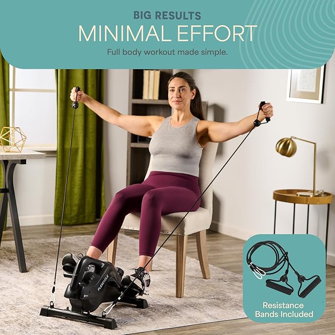 Lifepro Under Desk Elliptical Exercise Machine – Mini Bike Elliptical for Low Impact Leg & Arm Movement – Quiet Magnetic Resistance, LCD Display – Compact Seated Workout for Seniors