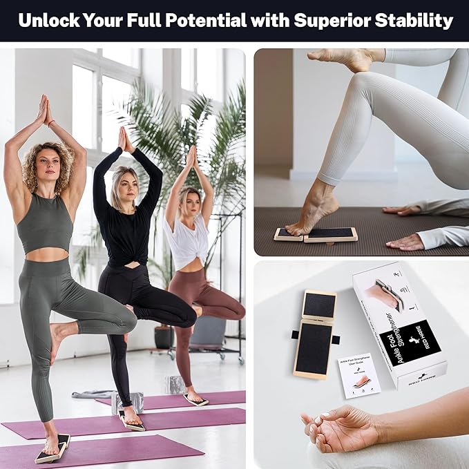 Adjustable Ankle Balance Board with 2 Sidekick Ankle Boards and 6 Balance Bars, Versatile Ankle Strengthener for Stability, Rehab & Pain Relief
