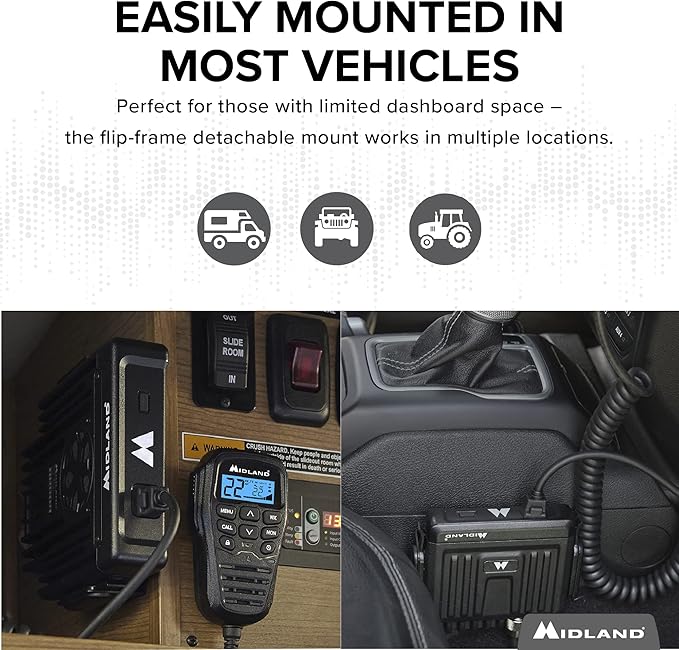 Midland – MXT275VP4-15 Watt GMRS MicroMobile® Two-Way Radio 3dB gain