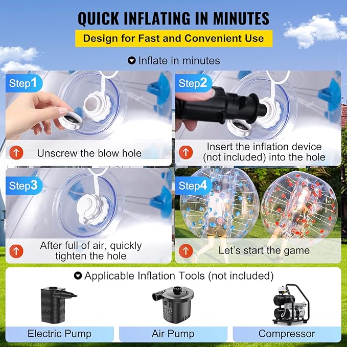 Happybuy Inflatable Bumper Ball 4 FT / 1.2M Diameter 5 Min,