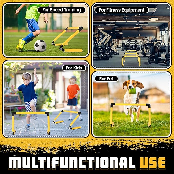 8 Pcs Adjustable Speed Training Hurdles 6" 9" 12" Speed