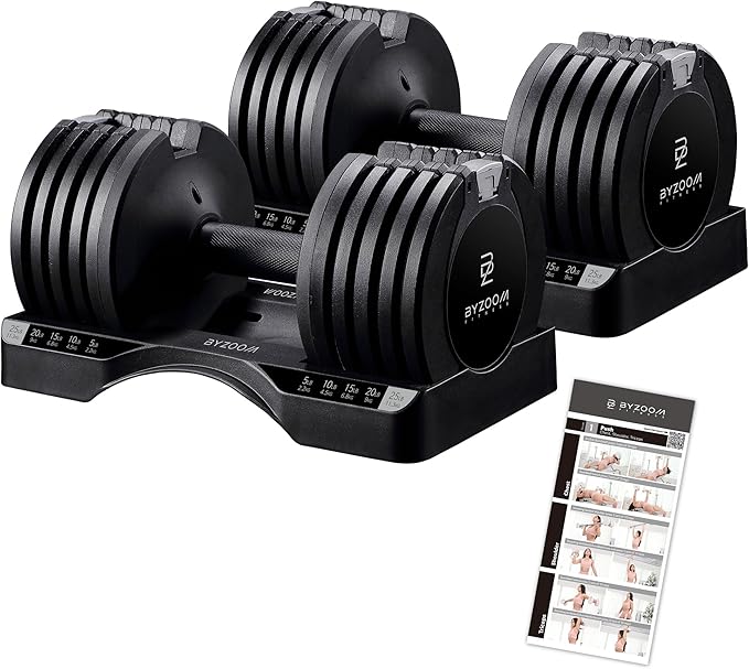 Adjustable Dumbbell 12.5/25lb Set of 2 or Single Unit Piece Weight Training Fitness Exercise Body Workout 5 in 1 for Home Gym Beginners Woman