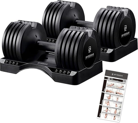Adjustable Dumbbell 12.5/25lb Set of 2 or Single Unit Piece Weight Training Fitness Exercise Body Workout 5 in 1 for Home Gym Beginners Woman