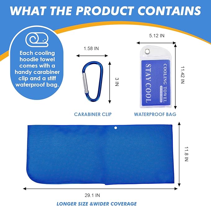 4 Pack Cooling Hoodie Towels for Neck and Face 50 Sun