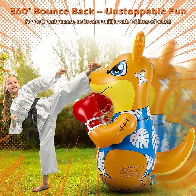 Kids Punching Bag 3-8 with Air Pump, Toddler Punching Bags for Kids, Inflatable Dinosaur Toy with Bounce- Back Action, Safe Gifts for Boys & Girls Age 3-5 Add Tossing Game