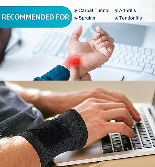 HiRui 2-Pack Ultra-Thin Mesh Wrist Wraps - Breathable, Adjustable Wrist Support for Workouts & Daily Use - Unisex Wrist Brace for Pain Relief, Tendonitis, Carpal Tunnel - One Size Fits All (Black)