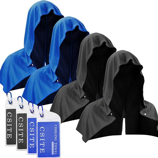 4 Pack Cooling Hoodie Towels for Neck and Face 50 Sun