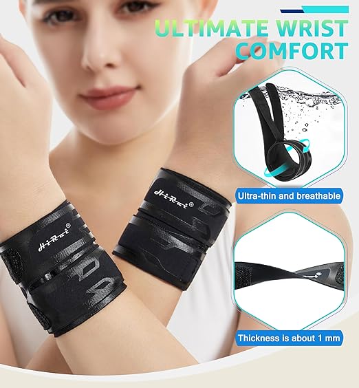 HiRui Wrist Brace Wrist Wrap for TFCC Tears, Ultra-thin Compression Wrist Strap Wrist Support for Workout Basketball Tennis Weightlifting Tendonitis Carpal Tunnel Syndrome-Adjustable (Black, 1 Pack)