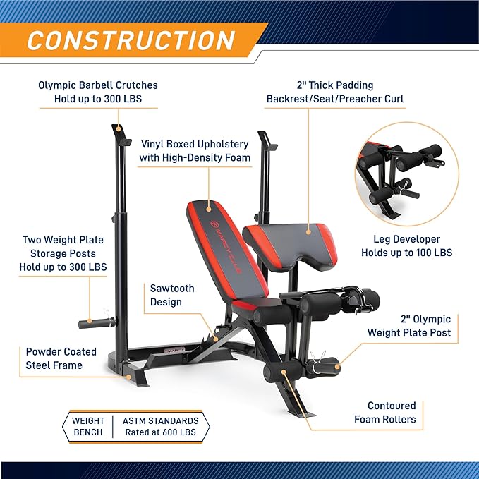 Marcy Adjustable Olympic Weight Bench with Leg Developer MKB-979