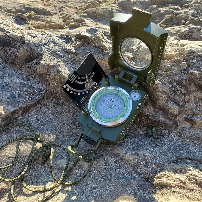 Military Compass with Fatwood Fire Starter for Backpacking