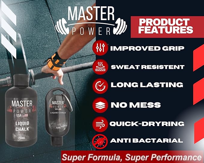 Mess-Free Gym Chalk for Weightlifting, Gymnastics, Rock Climbing, Dancing. Sweat-Resistant and Long Lasting for Stronger Grip - High Performance - Skin Friendly