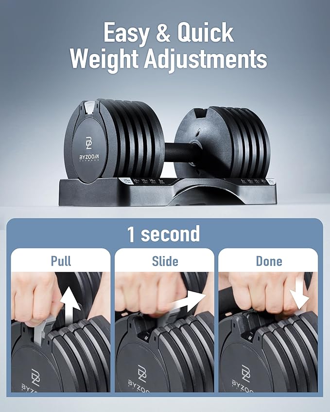 Adjustable Dumbbell 12.5/25lb Set of 2 or Single Unit Piece Weight Training Fitness Exercise Body Workout 5 in 1 for Home Gym Beginners Woman